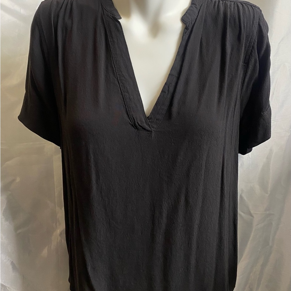 J. Crew Black V-Neck Blouse Size - Med
